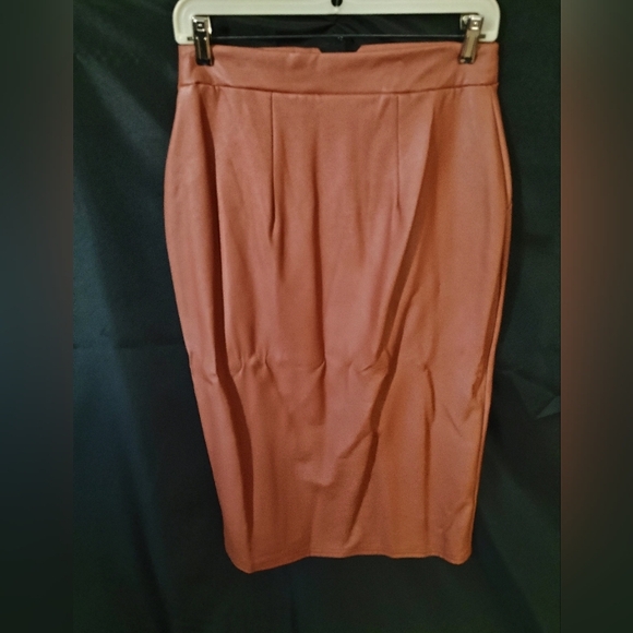 Vegan Leather Pencil Skirt (coffee) - Picture 10 of 13